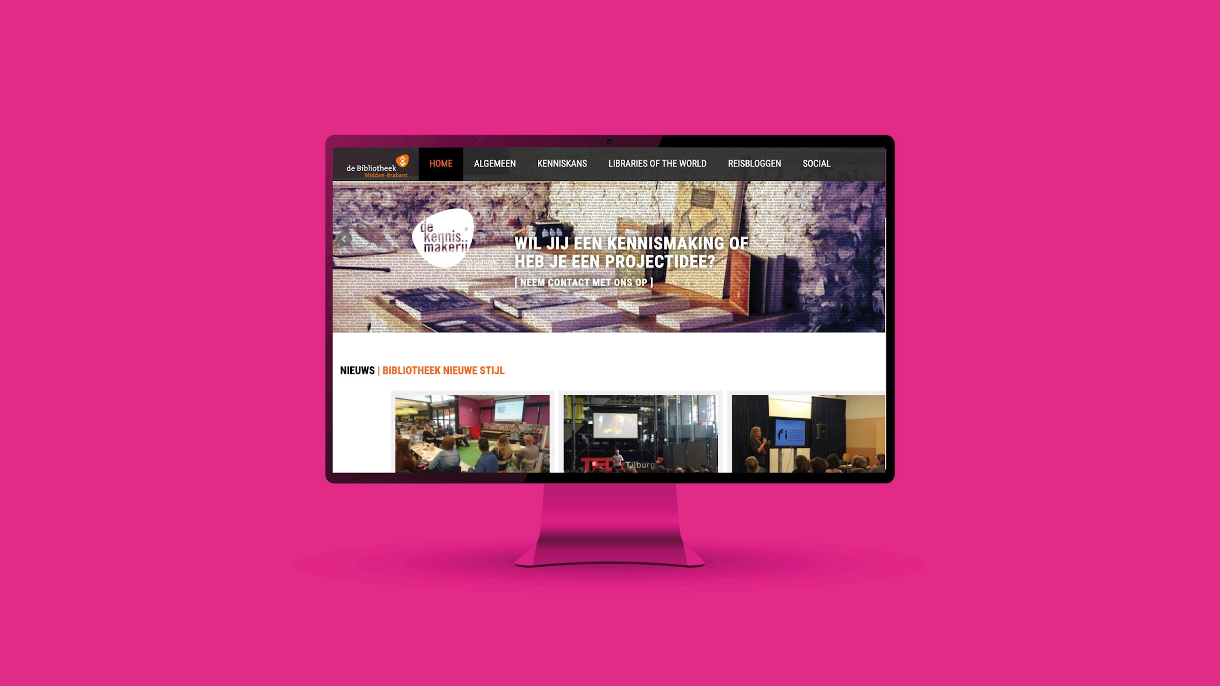 The Bibliotheek Nieuwe Stijl website on a screen