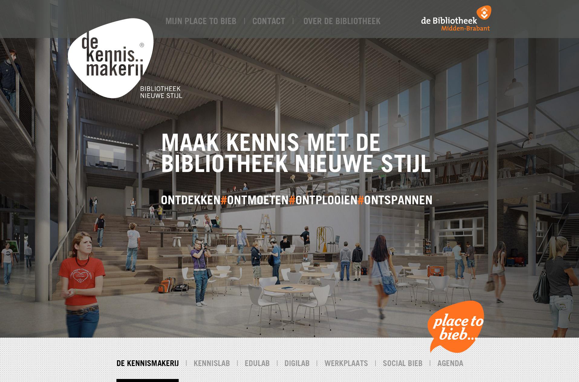 Homepage bibliotheeknieuwestijl.nl with the testing ground in the Spoorzone and both labels