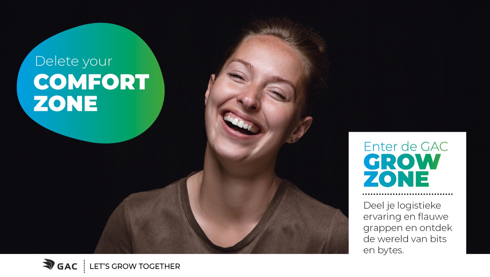 GAC campaign visual: Delete your comfort zone, enter the GAC grow zone.