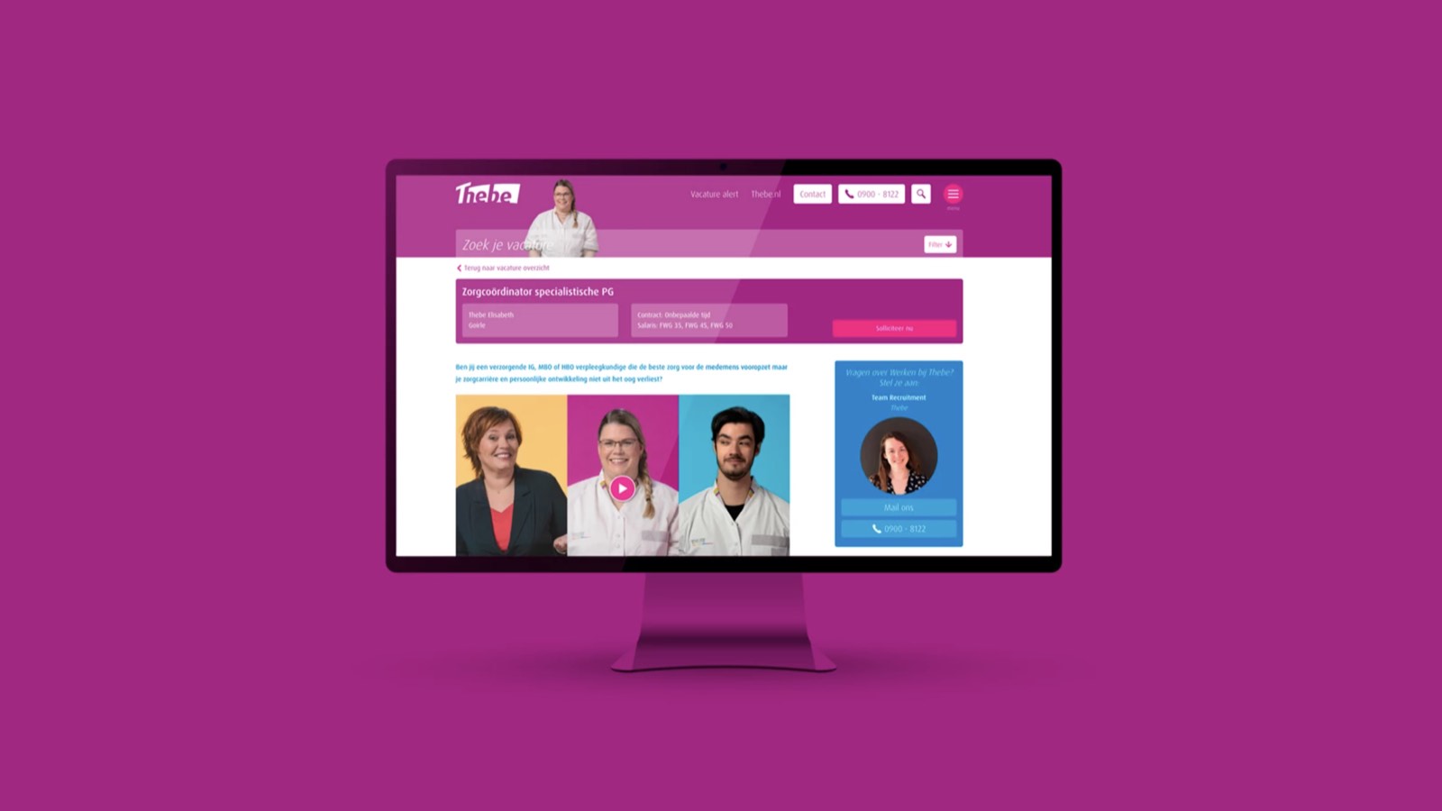 Thebe's careers website with the recruitment concept De WAUW van Thebe.