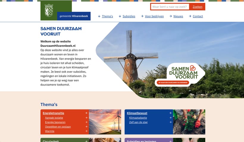 The website of Duurzaam Hilvarenbeek
