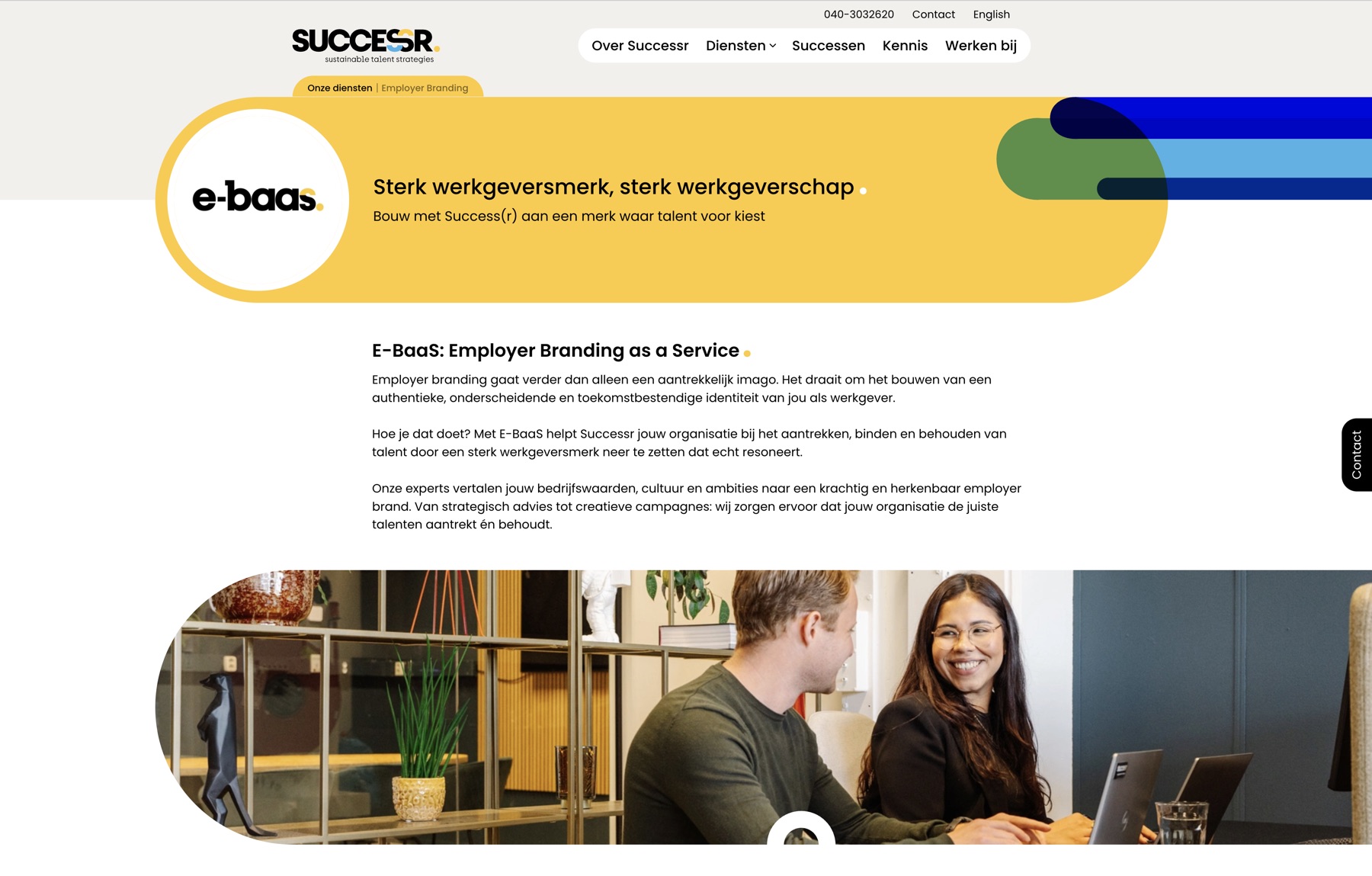 Employer branding page on the new Successr website, with the brand's own visual language and clear UX.