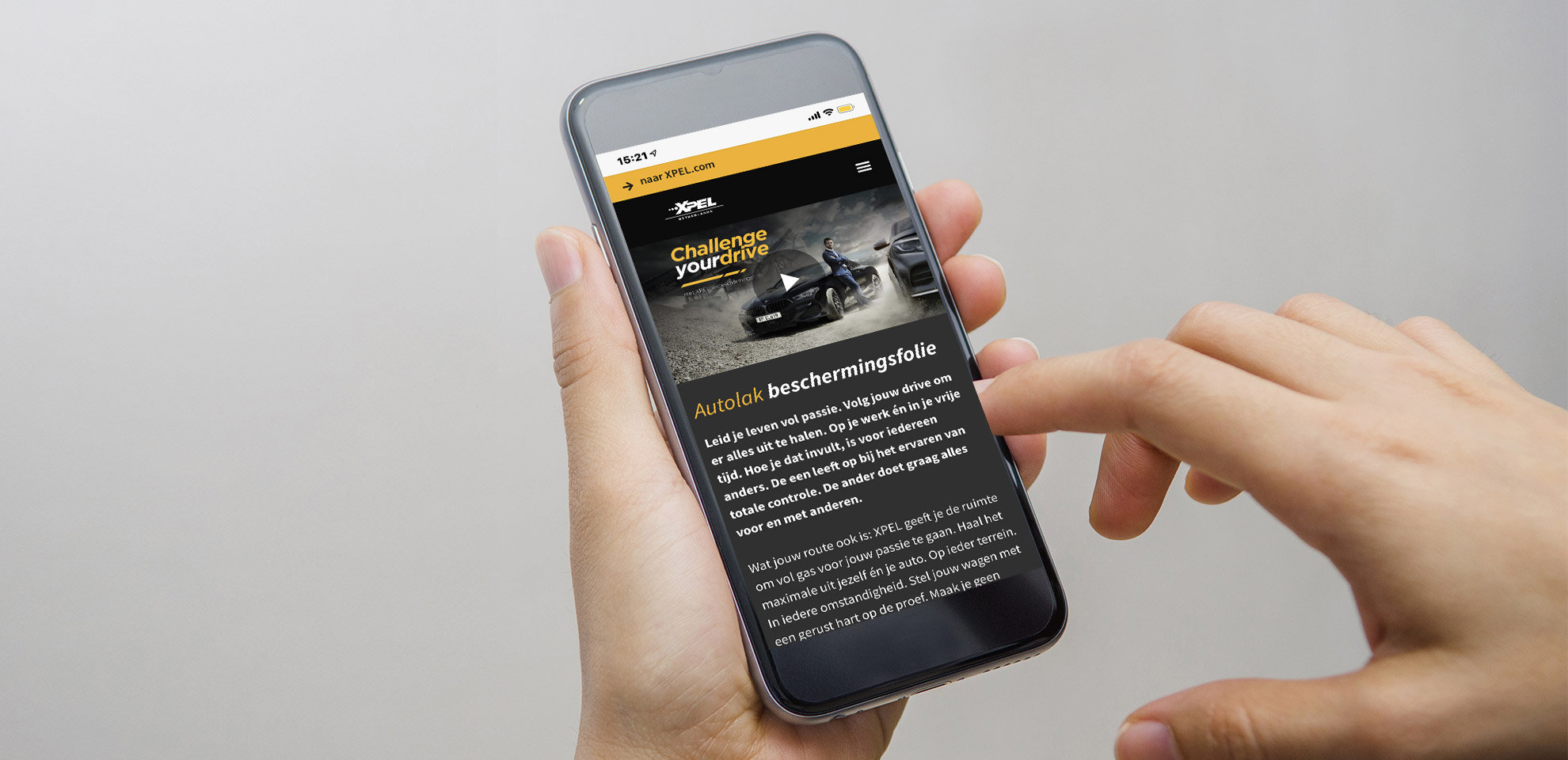 The XPEL campaign website on mobile.